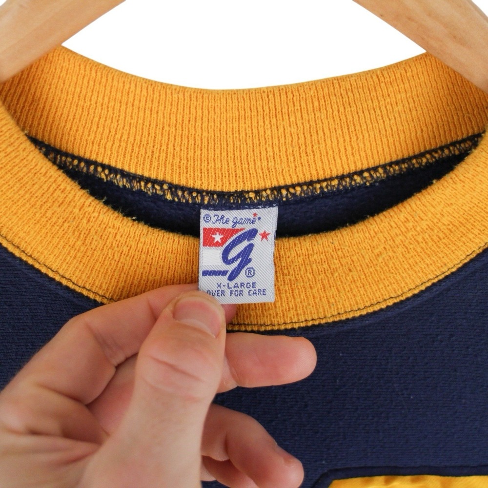 Vintage Michigan Wolverines Sweatshirt Big Logo Crewneck Navy Yellow Mens Large - Picture 3 of 4